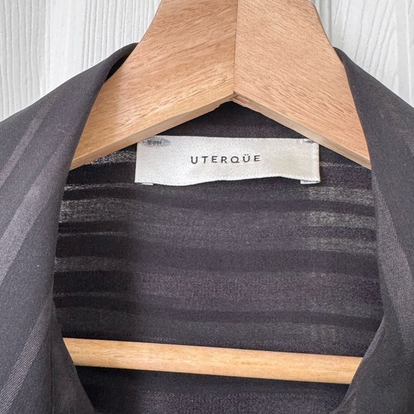 Uterque Black Striped Blouse with Silver Detailing - Picture 6 of 7